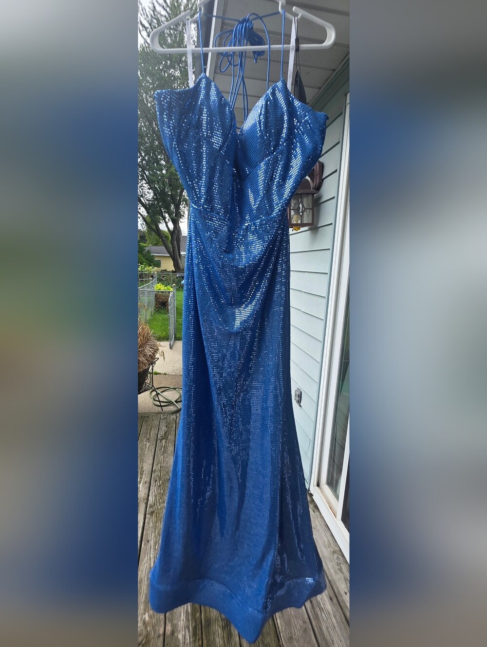 Terani Couture Cobalt Blue Sequin Evening Gown